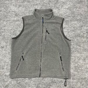 VTG LL Bean Vest Mens Medium Gray Fleece Outdoor Trail Full Zip Made in USA